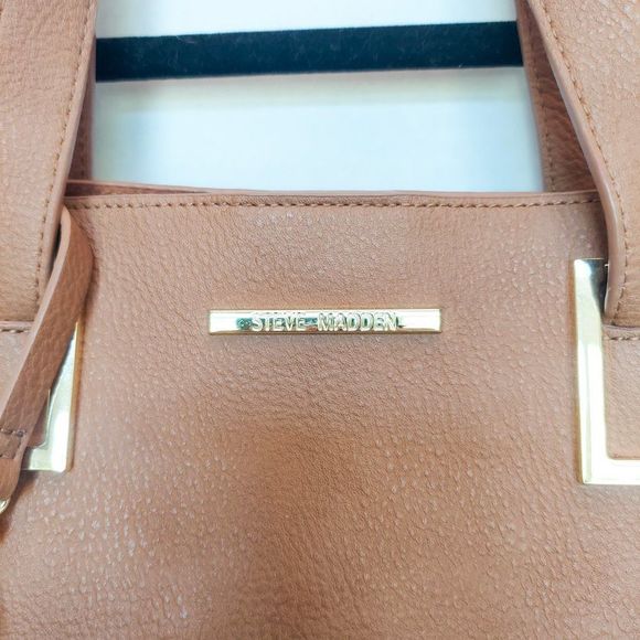 STEVE MADDEN Camel Color Faux Vegan Leather Shoulder Bag - Picture 3 of 8